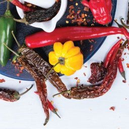 Dried peppers on plate