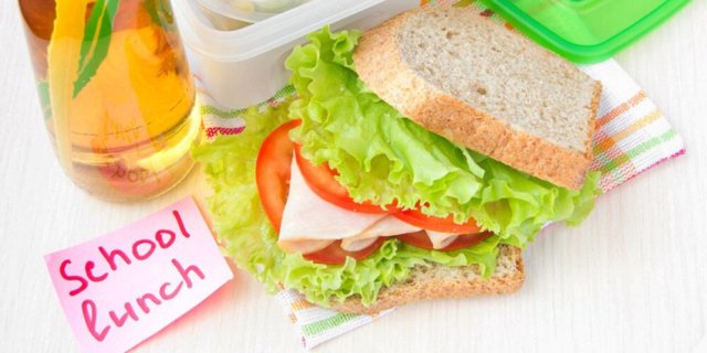 School lunch - sandwich with juice